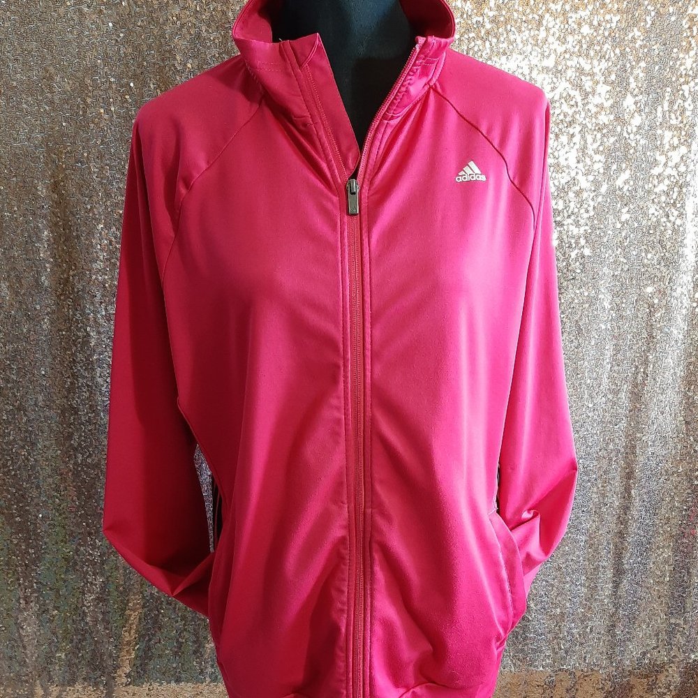 Adidas Climate Women's Hot Pink Zip Up Track Jacket Size L